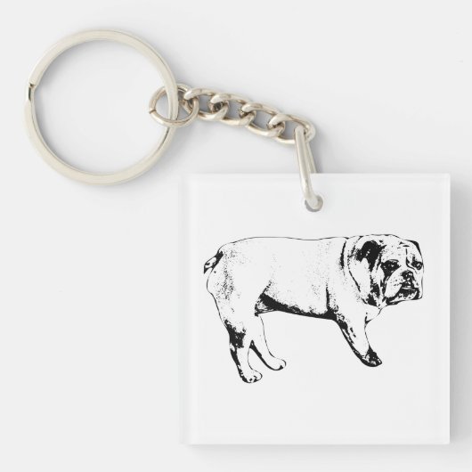 Outline Bulldog Keychain キーホルダー (正面)