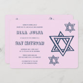 OUTLINE LETTERS STAR OF DAVID Custom BAR Mitzvah 招待状 (正面/裏面)