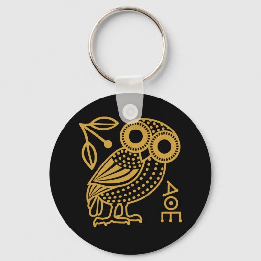 Outline of Athenian Owl from Ancient Greek Coin キーホルダー (正面)