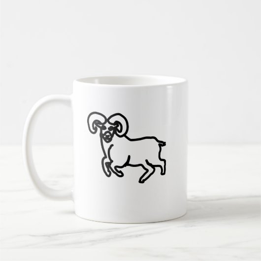 Outline Ram Zodiac Mug | Minimal Aries Silhouette コーヒーマグカップ (左)