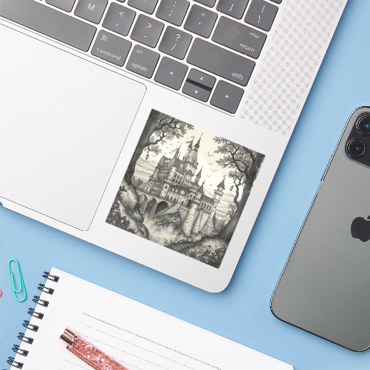 outlines of fairy tale castles and enchanted lands シール (ノートパソコンとiPhone)