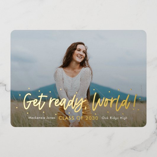 Outlookフォイル前向き卒業招待状フォイルI 箔招待状 (正面)