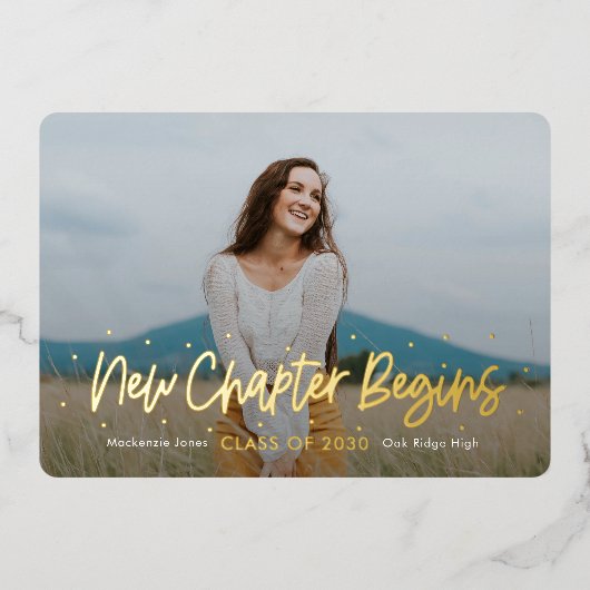 Outlookフォイル前向き卒業招待状フォイルI 箔招待状 (正面)