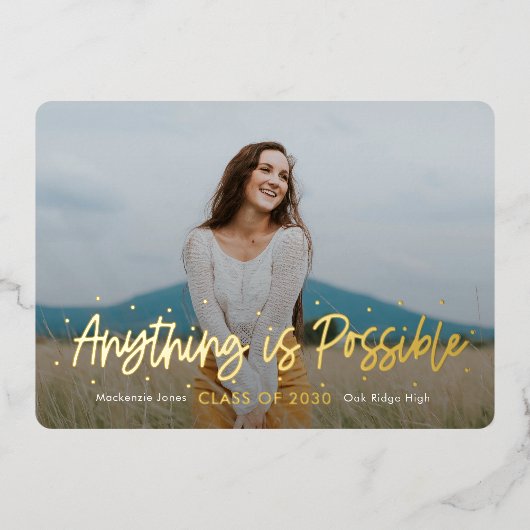 Outlookフォイル前向き卒業招待状フォイルI 箔招待状 (正面)