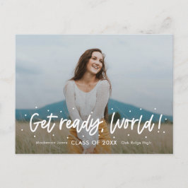 Outlook前向き編集可能カラー卒業後車 ポストカード