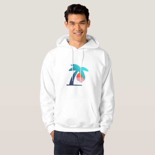 Outrun Retro Classic Palm Logo hoodie パーカ (正面フル)