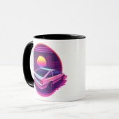 Outrun Synthwave Retro 80s Sports Car Sunset Mug マグカップ (正面左)