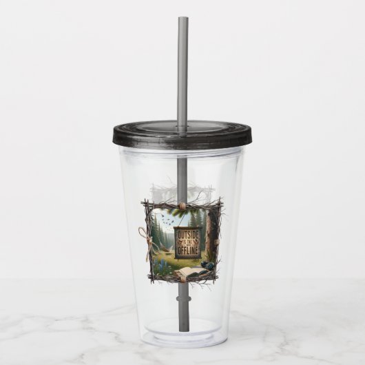 Outside Is the New Offline – Nature Escape Tumbler アクリルタンブラー (正面)
