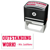 "OUTSTANDING WORK!" +先生名ラバースタンプ セルフインキングスタンプ (インサイチュ)