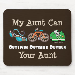 Outswim Outbike Outrun Triathlon叔母さんのマウスパッド マウスパッド