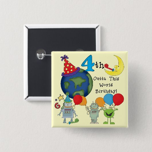 Outtaこの世界の第4誕生日のTシャツおよびギフト 缶バッジ (正面&裏面)