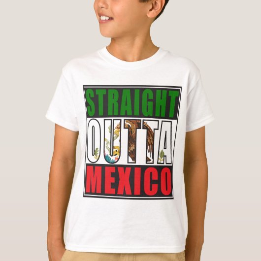 Outtaまっすぐなメキシコの旗 Tシャツ (正面)