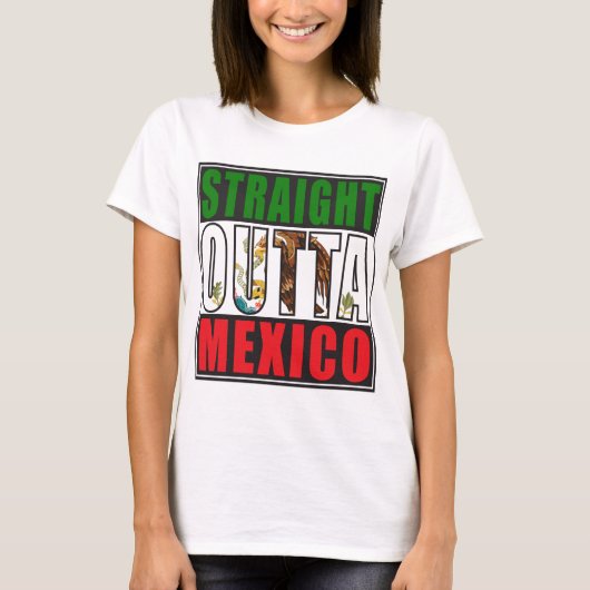Outtaまっすぐなメキシコの旗 Tシャツ (正面)