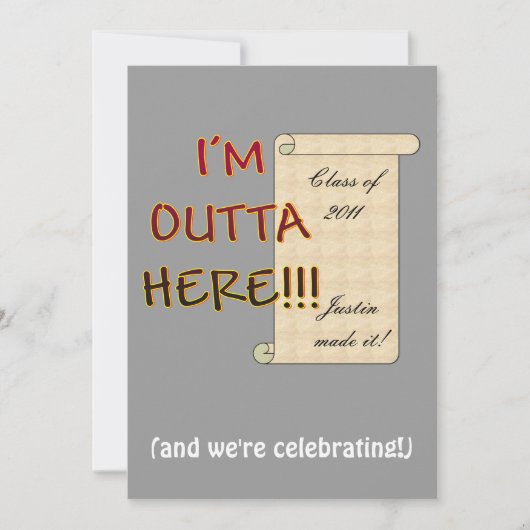 Outta Here大学院 招待状 (正面)