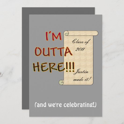 Outta Here大学院 招待状 (正面/裏面)