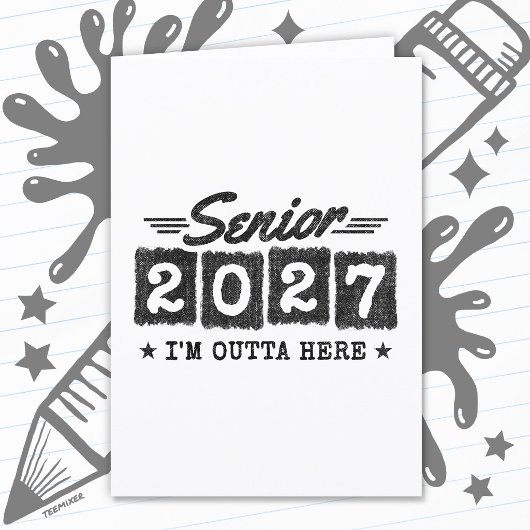 Outta Here Graduation Retro Senior Class of 2027 カード