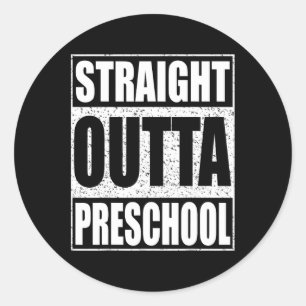 Outta Preschool Boy Girl卒業シャツ ラウンドシール