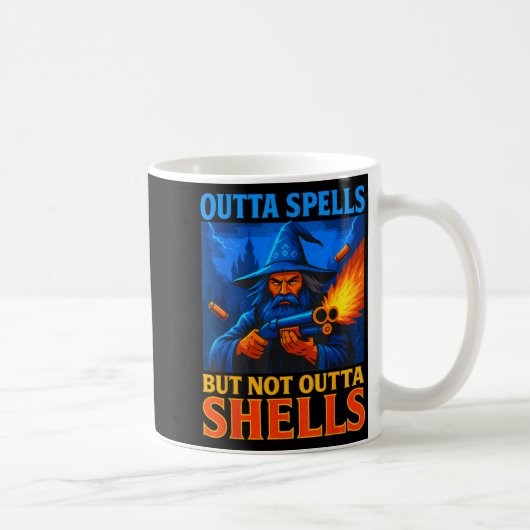 Outta Spells But Not Outta Shells Wizard Fantasy M コーヒーマグカップ (右)
