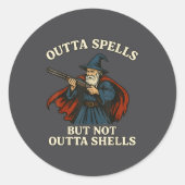 Outta Spells But Not Outta Shells Wizard Fantasy M ラウンドシール (正面)