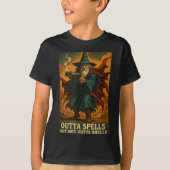 Outta Spells But Not Outta Shells Wizard Fantasy M Tシャツ (正面)