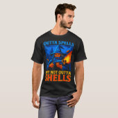 Outta Spells But Not Outta Shells Wizard Fantasy M Tシャツ (正面フル)
