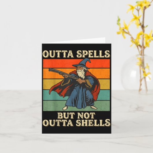Outta Spells But Not Outta Shells Wizard Retro Fan カード (黄色い花)