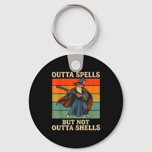 Outta Spells But Not Outta Shells Wizard Retro Fan キーホルダー (正面)