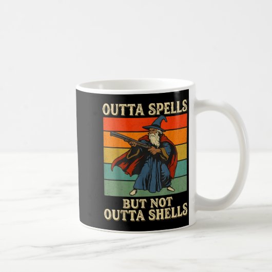 Outta Spells But Not Outta Shells Wizard Retro Fan コーヒーマグカップ (右)
