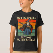Outta Spells But Not Outta Shells Wizard Retro Fan Tシャツ (正面)
