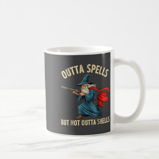 Outta Spells But Not Shells Wizard Meme  コーヒーマグカップ (右)