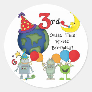 Outta This World 3rd誕生日Tシャツとギフト ラウンドシール