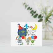 Outta This World 4th Birthday Tシャツとギフト ポストカード (スタンド正面)