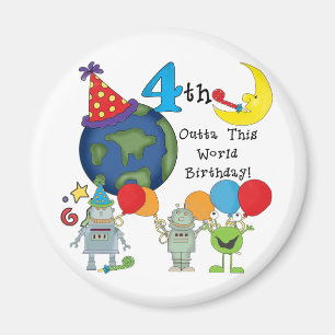 Outta This World 4th Birthday Tシャツとギフト マグネット