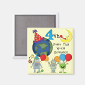 Outta This World 4th Birthday Tシャツとギフト マグネット (正面/裏面)