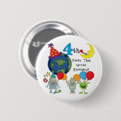 Outta This World 4th Birthday Tシャツとギフト 缶バッジ (正面&裏面)