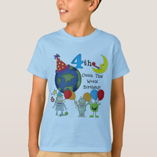 Outta This World 4th Birthday Tシャツとギフト Tシャツ (正面)