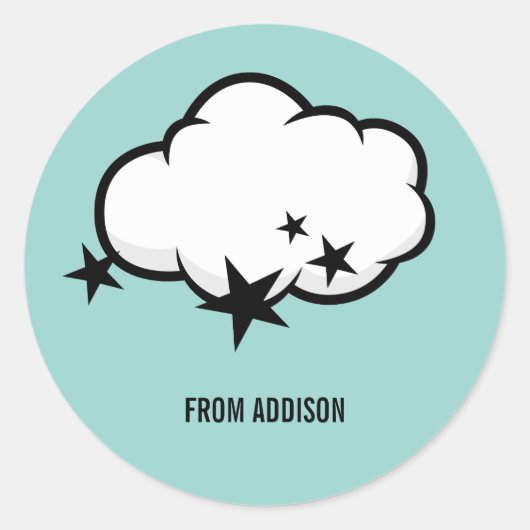 Outta This World Cloud Valentineステッカー ラウンドシール (正面)