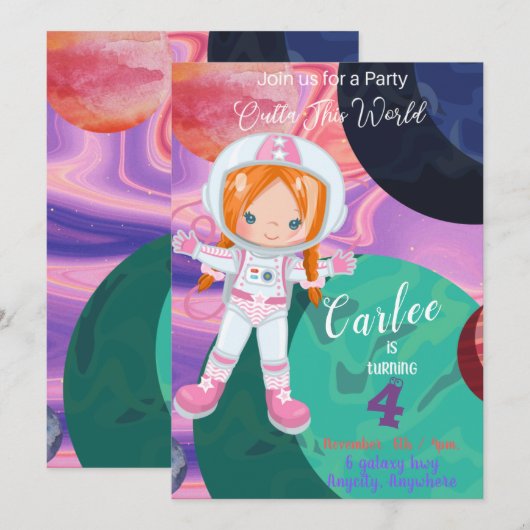 Outta This World Diverse誕生日招待状カード (正面/裏面)