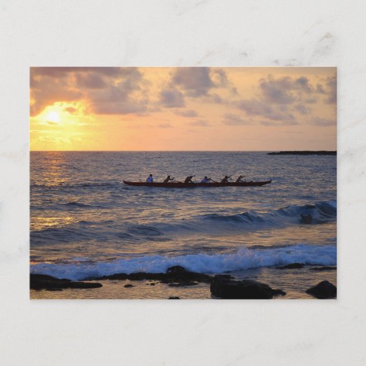Outtrigger Canoe at Sunset, Hawaii，はがき ポストカード (正面)