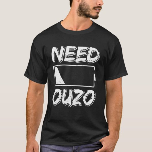 Ouzoが必要Ouzo No BatteryとOuzoパーティーGree Tシャツ (正面)