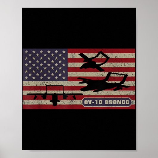 Ov-10ブロンコ観測機アメリカ国旗 ポスター (正面)