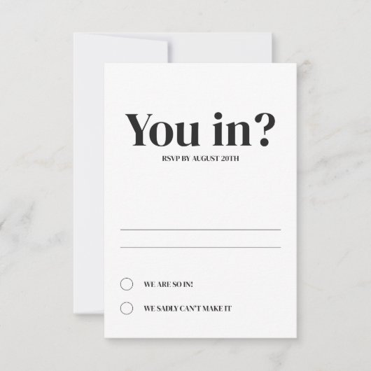 Ovalのミニマルア結婚レスポンスカード 招待状 (正面)