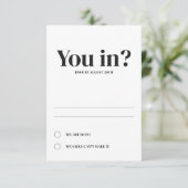 Ovalのミニマルア結婚レスポンスカード 招待状 (スタンド正面)