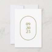 Ovalのミニマルア結婚レスポンスカード 招待状 (裏面)