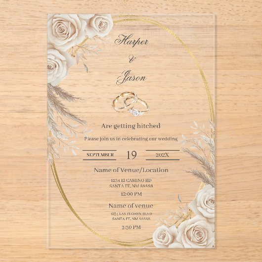 Oval Boho wedding ring Invitation アクリル招待状 (正面)