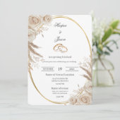 Oval Boho wedding ring Invitation 招待状 (スタンド正面)