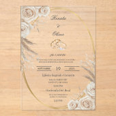 Oval Boho wedding ring Spanish Wedding Invitation アクリル招待状 (正面)