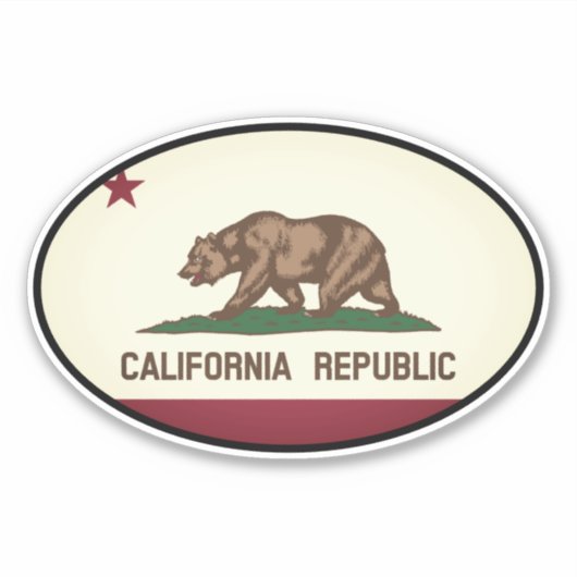 Oval California Republic – カリフォルニア共和国の車のビニールシール シール (正面)