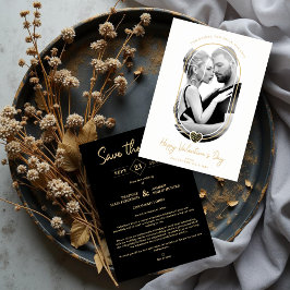 Oval Effect Black Heart Happy Valentine's Day セーブザデート