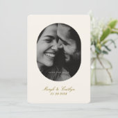 Oval Elegant Wedding Photo Calligraphy セーブザデート (スタンド正面)